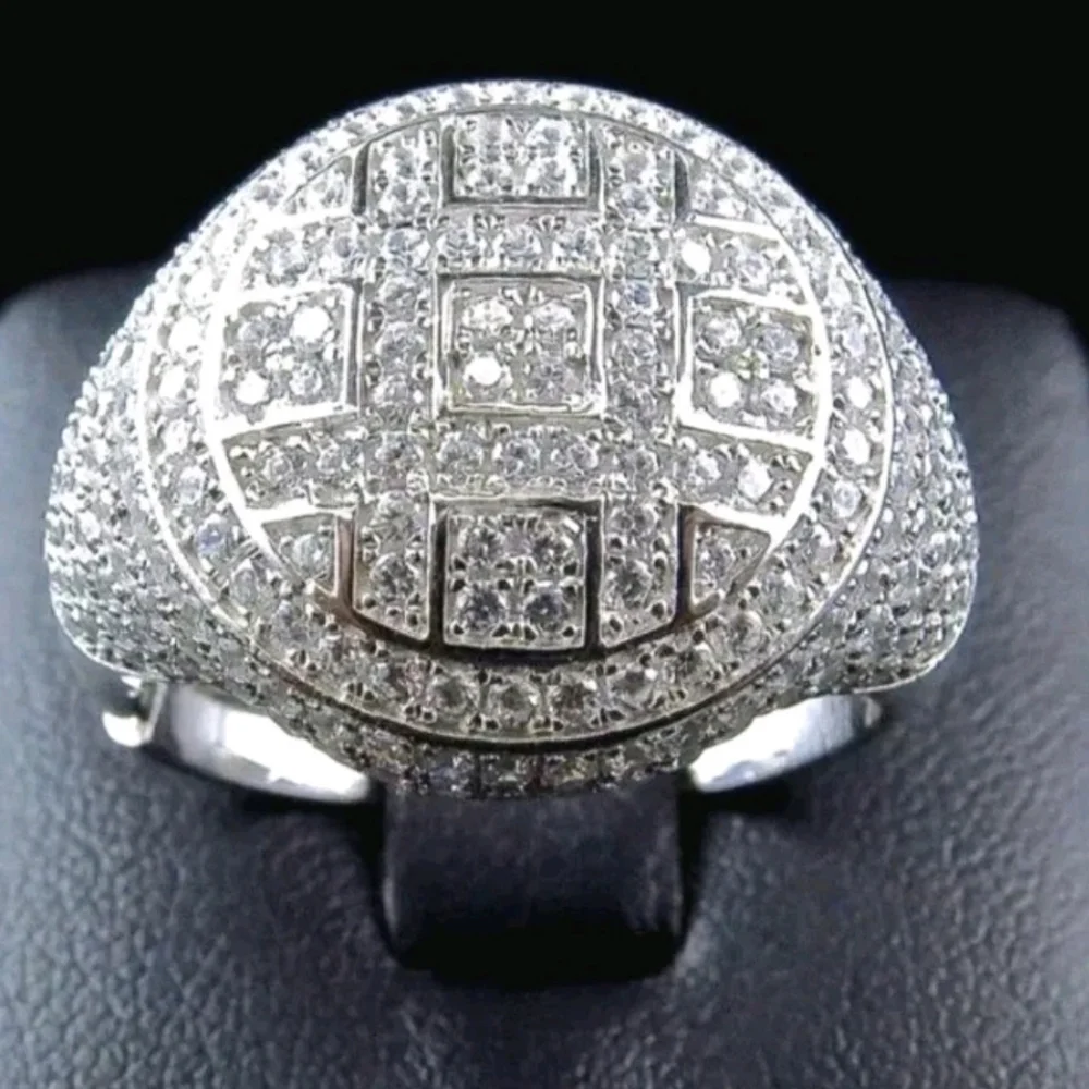 3Ct Round Lab-Created Diamond 14K White Gold Plated Pave Men's Pinky Ring Sz 9